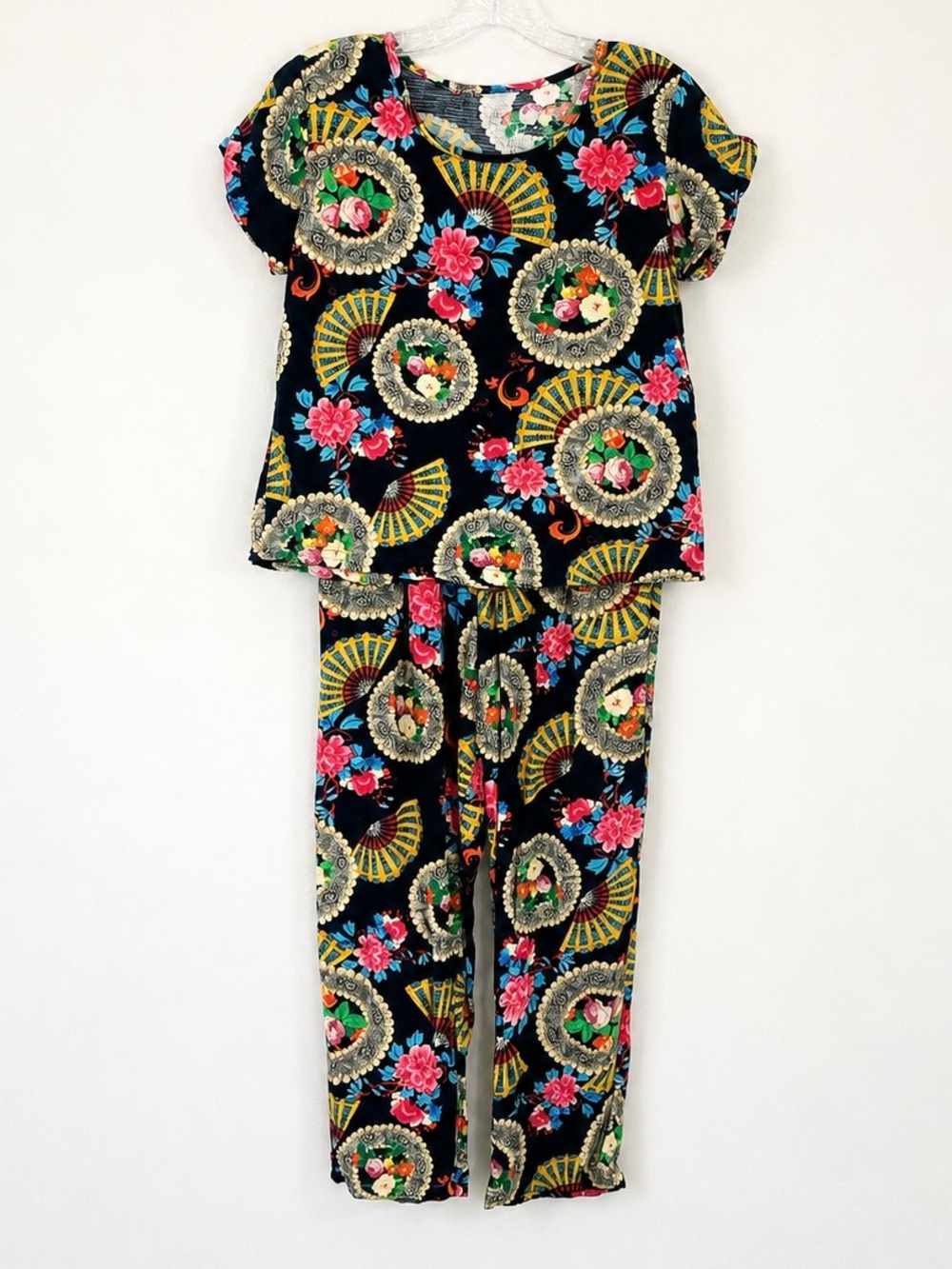 Handmade Floral Pajama Set Small Black Cottagecore Lounge Set